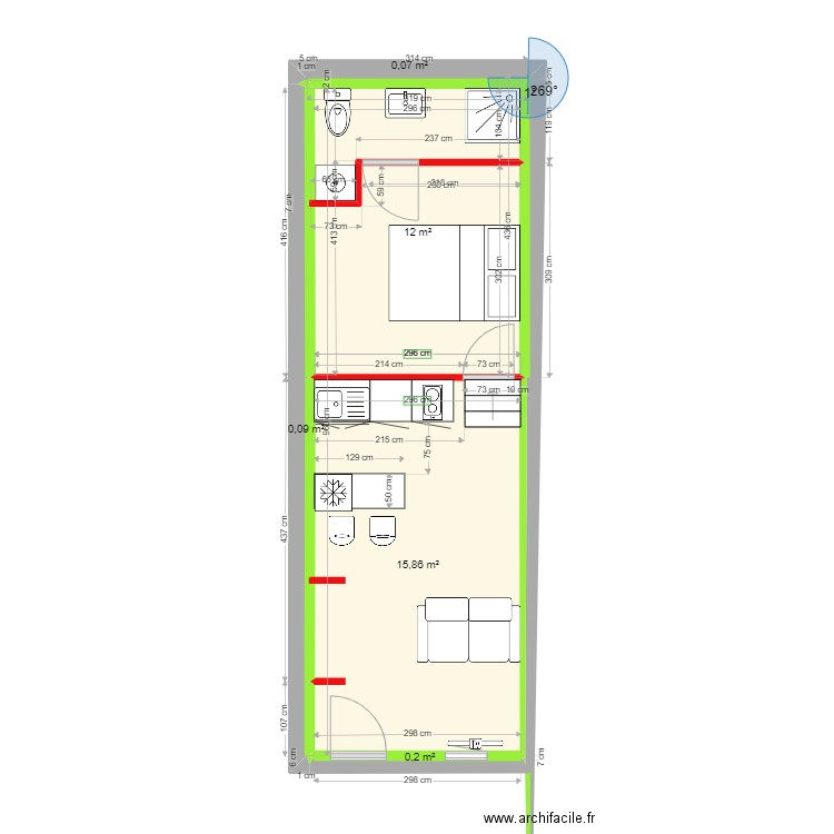 APPART 3. Plan de 5 pièces et 28 m2