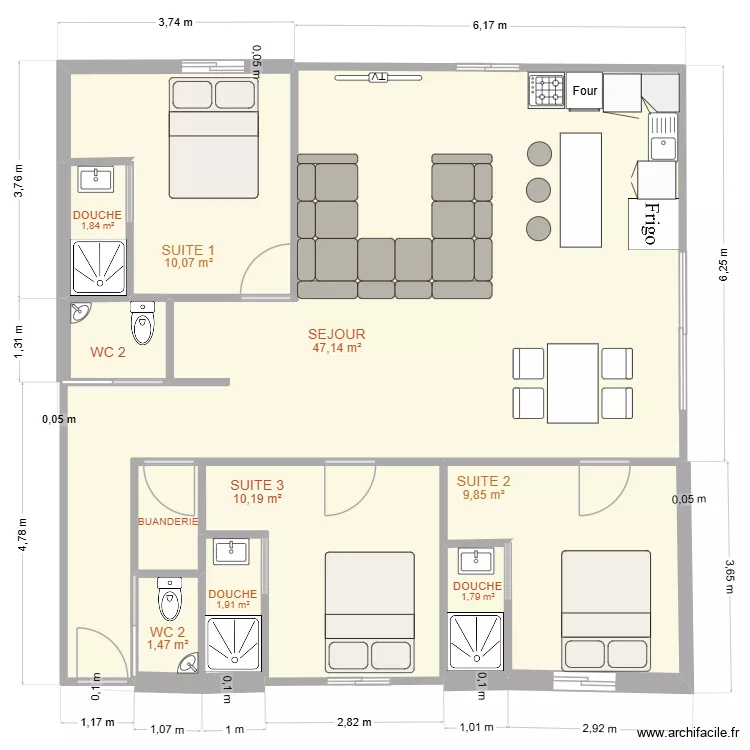 MAISON à Moulay 2. Plan de 10 et 88 m² MAISON à Moulay 2. Plan de 10 et 88 m²