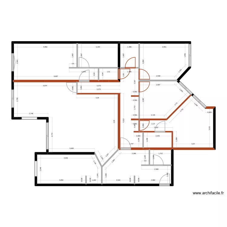 Appartement_5p_135_peinture. Plan de 13  et 137 m²