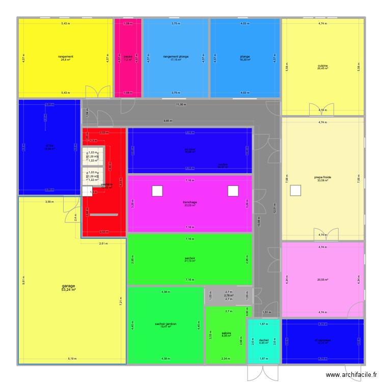 labo 5. Plan de 21 pièces et 382 m2