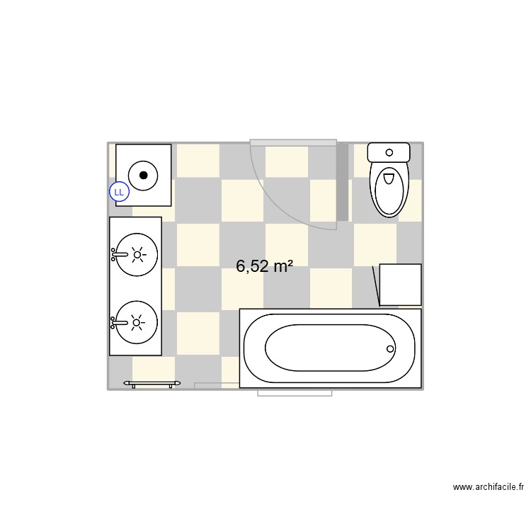Salle de bain. Plan de 1 pièce et 7 m2