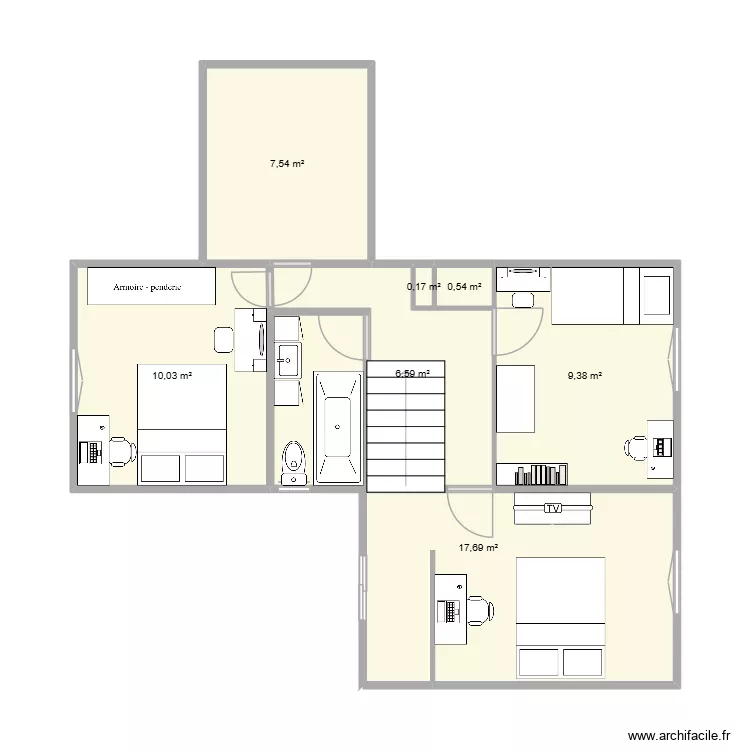 Maison Beaulieu &eacute;tage. Plan de 7  et 52 m²