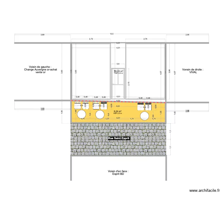 terrasse. Plan de 2  et 35 m²