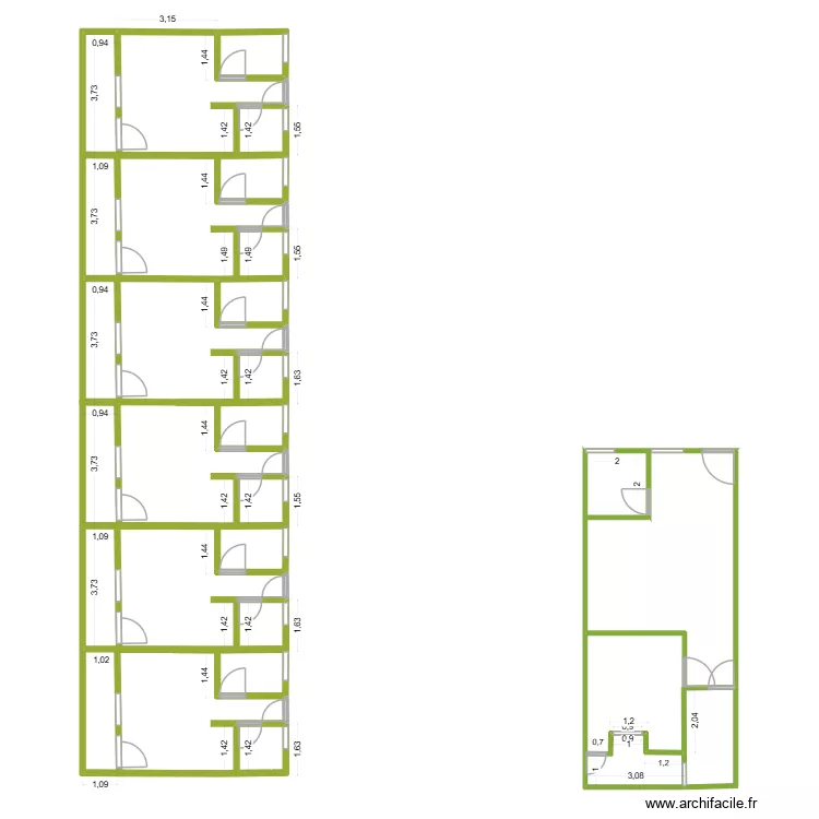 4KRA3. Plan de 10  et 61 m²