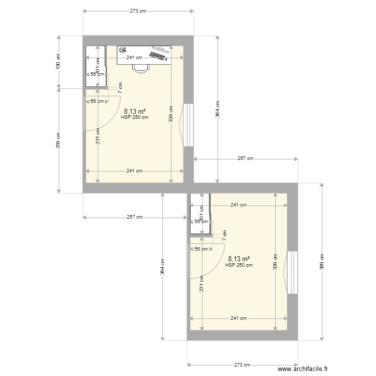 bureau 1. Plan de 2 pièces et 16 m2