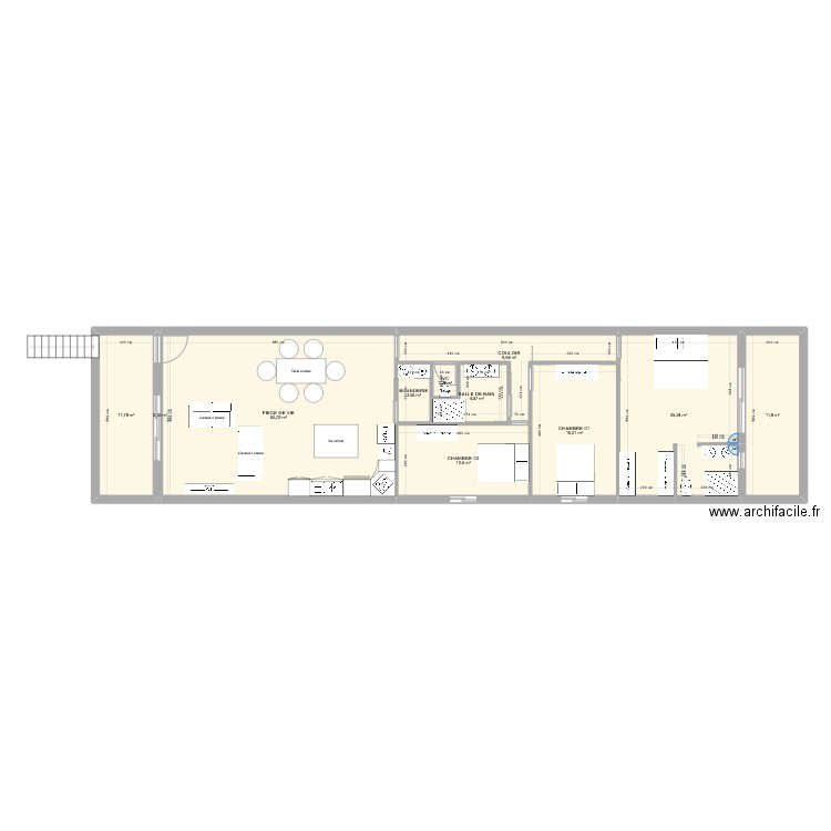 plan appartement. Plan de 11 pièces et 144 m2