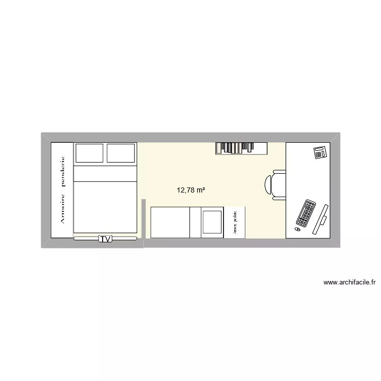 Tiny house. Plan de 1  et 13 m²