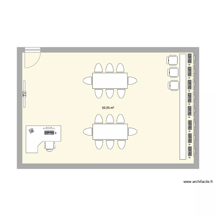 Salle formation 50m2. Plan de 1  et 50 m²