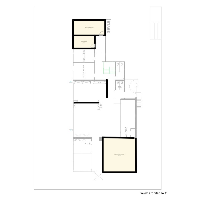 Première étage V2. Plan de 3 pièces et 88 m2