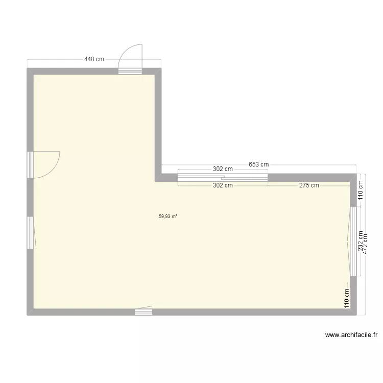 Module 60m&sup2; brut. Plan de 
