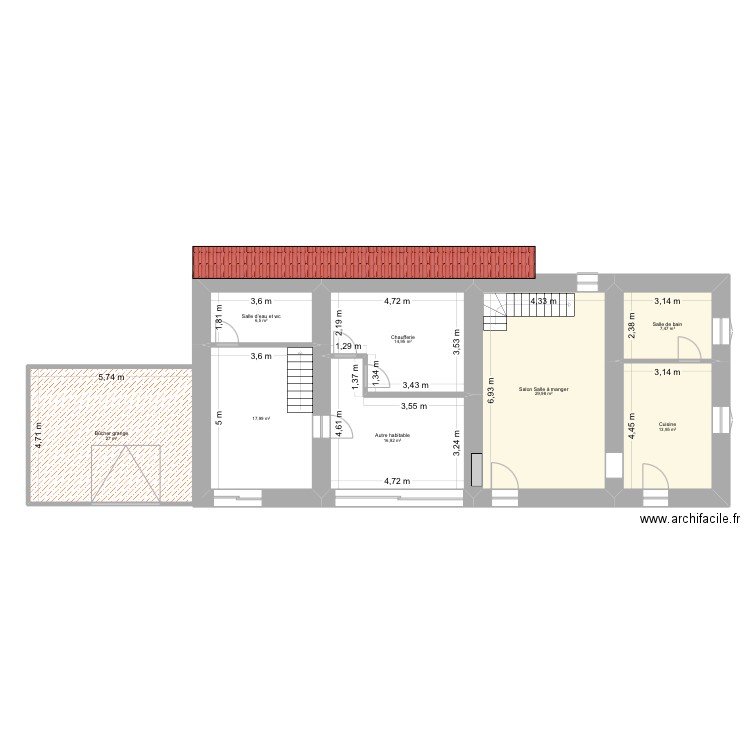 Essai. Plan de 8 pièces et 135 m2