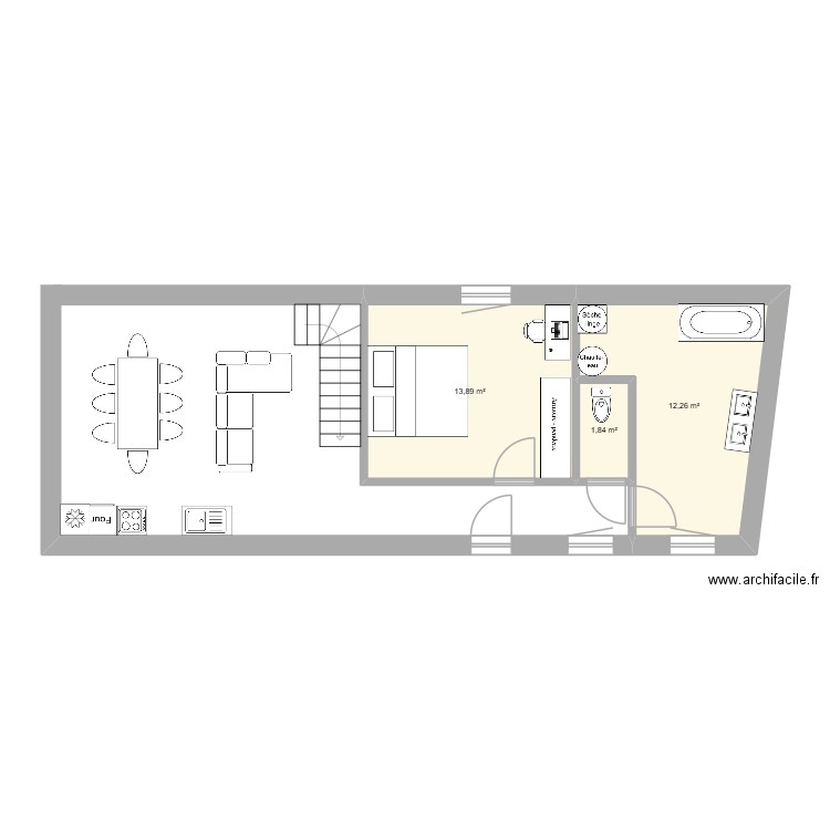 maison. Plan de 3 pièces et 28 m2