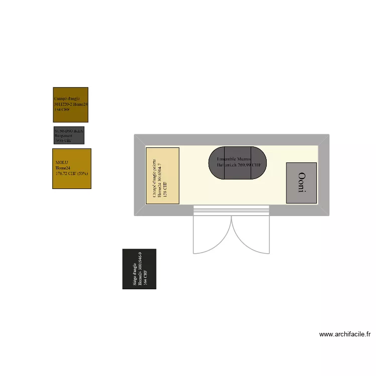 Balcon. Plan de 1  et 4 m²