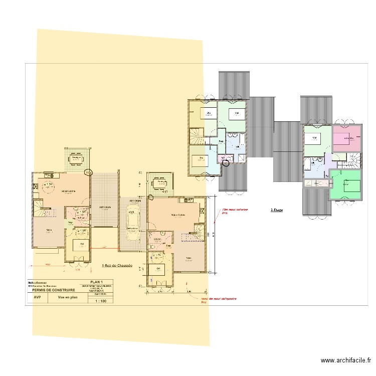 V2 PC Martin. Plan de 4 pièces et 28 m2