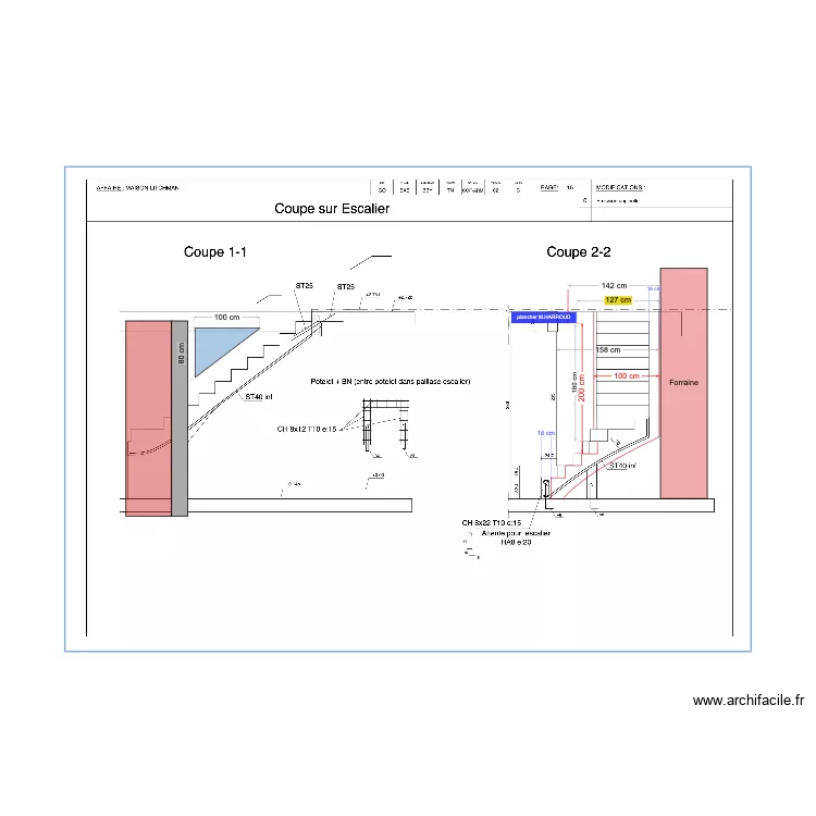 VERRIERE TRIANGLE ESCALIER . Plan de 