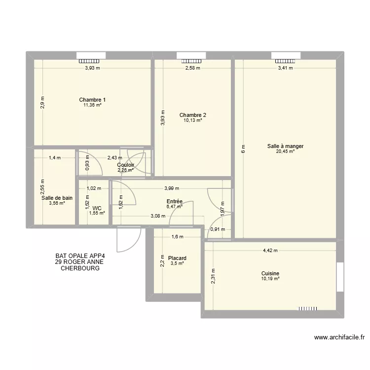 BAT OPALE APP4. Plan de 9  et 69 m²