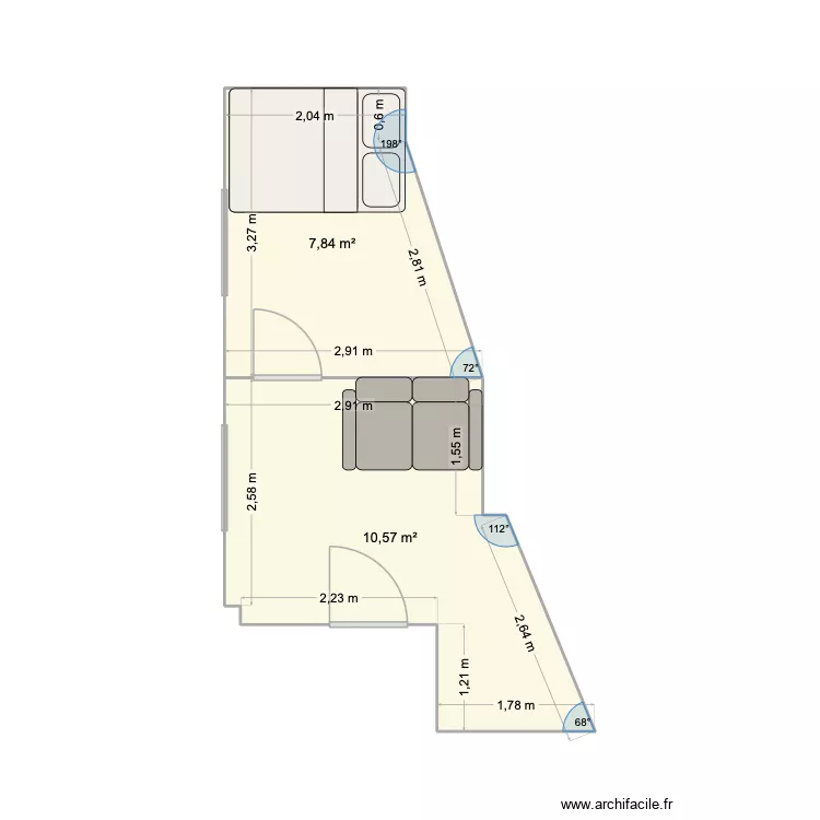 Appartement. Plan de 2 et 18 m² Appartement. Plan de 2 et 18 m²