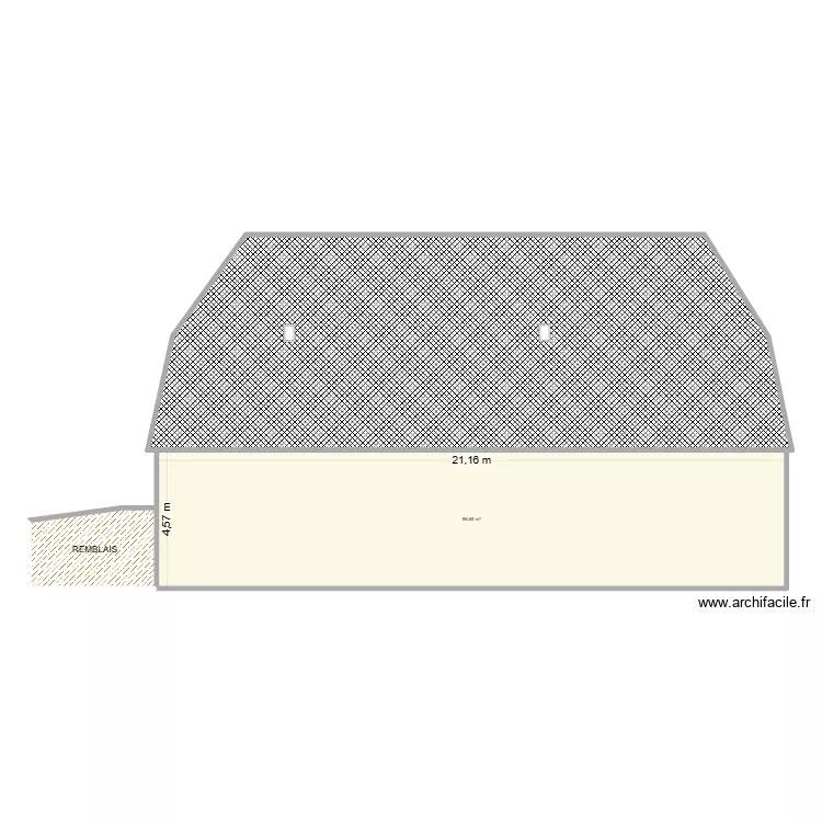 PLAN GRANGE - fa&ccedil;ade NORD. Plan de 3 Pièces et 246 m²