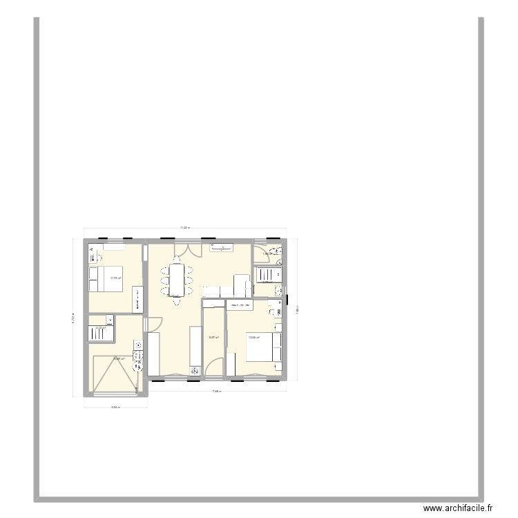 Maison après travaux. Plan de 8 pièces et 78 m2
