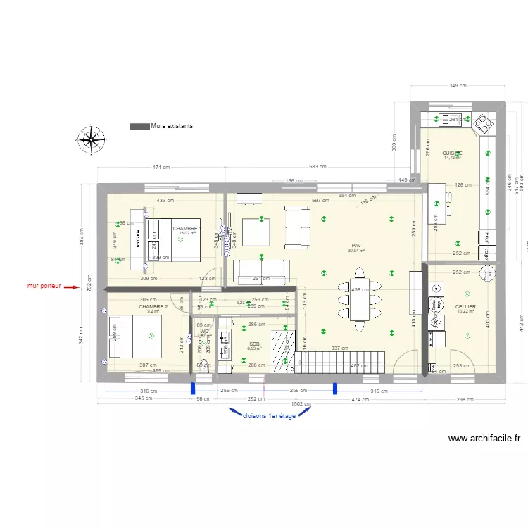 RENOVATION janvier 2024 sans bureau. Plan de 