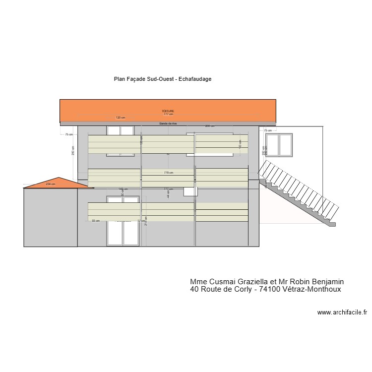 Peinture Façade Sud Ouest - Echaudage. Plan de 0 pièce et 0 m2