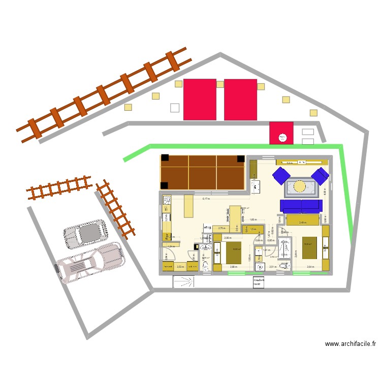 roc3elec. Plan de 5 pièces et 75 m2