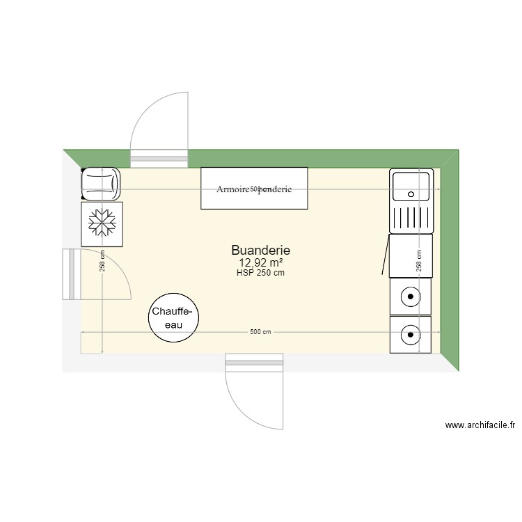 Buanderie. Plan de 0 pièce et 0 m2