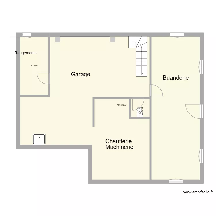 sous sol charcot. Plan de 3 Pièces et 111 m²
