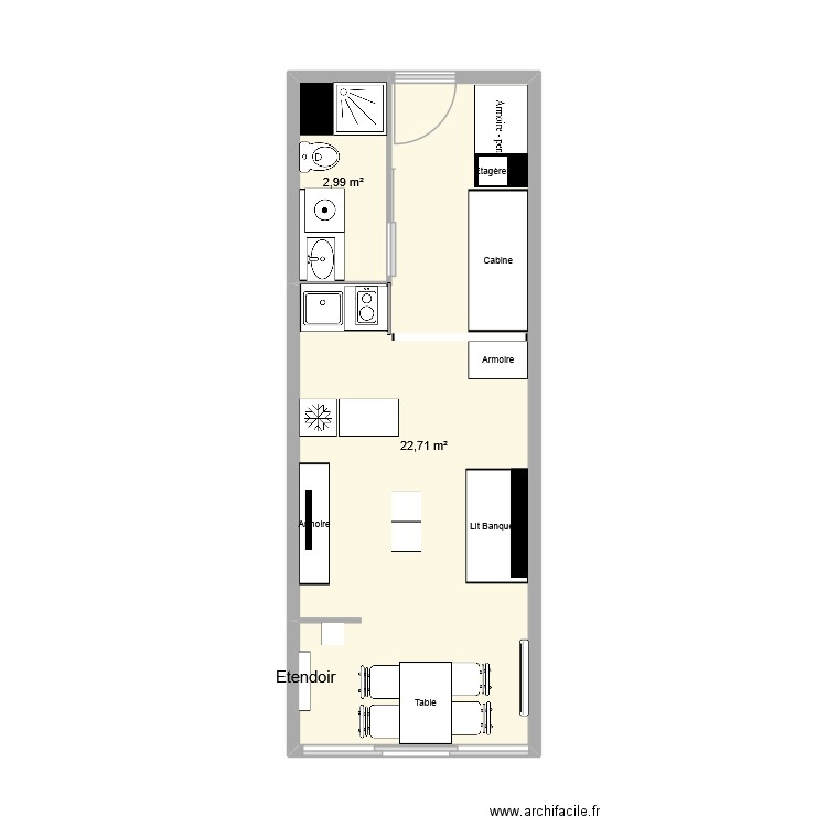 Carnon Omahas 2. Plan de 2 pièces et 26 m2
