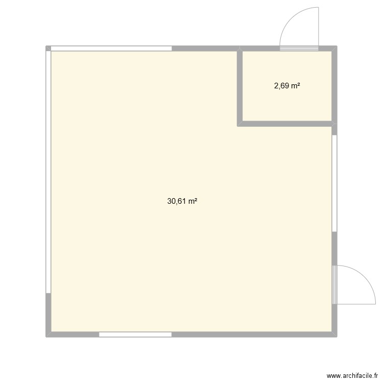 LGG-4 Office. Plan de 2 pièces et 33 m2