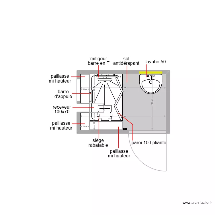 kara. Plan de 1  et 2 m²