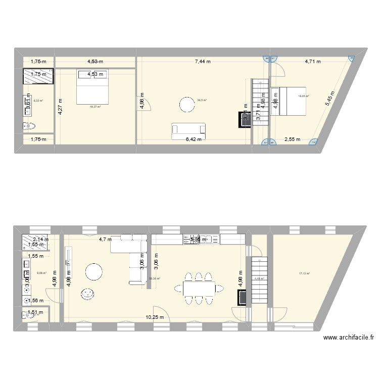 Maison RDC projeté. Plan de 12 pièces et 168 m2