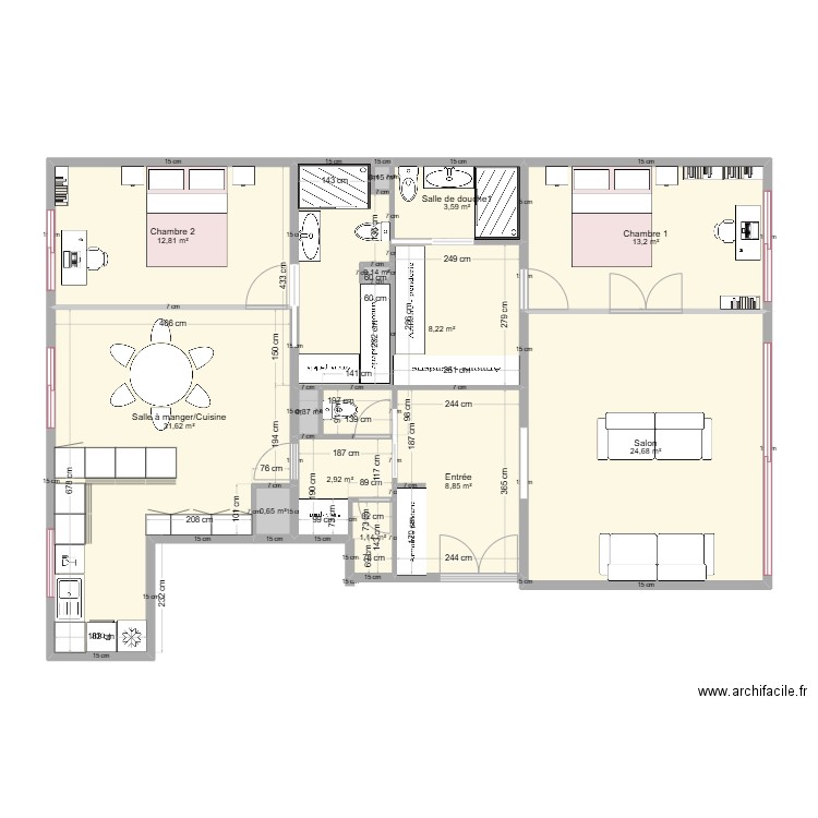 Froger 2. Plan de 13 pièces et 108 m2