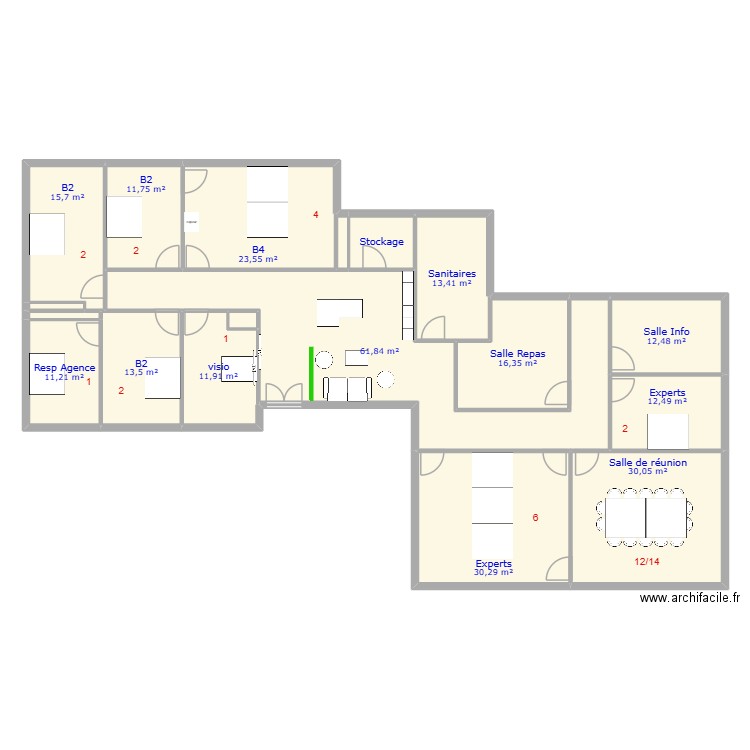 Tours_V2. Plan de 18 pièces et 273 m2