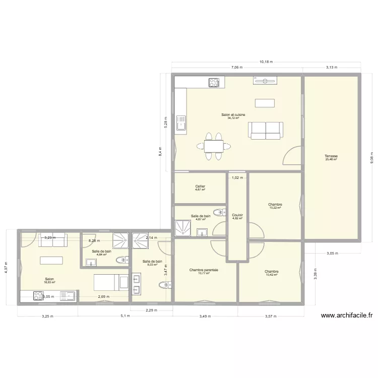 Aquise Cogneau. Plan de 11  et 135 m²