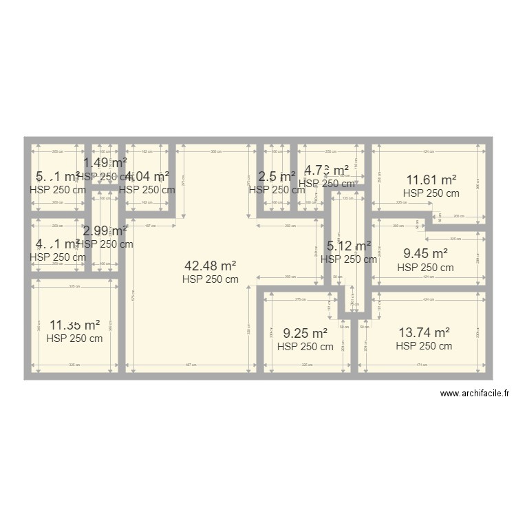 PLAN MAISON FAMILIALE. Plan de 14 pièces et 128 m2