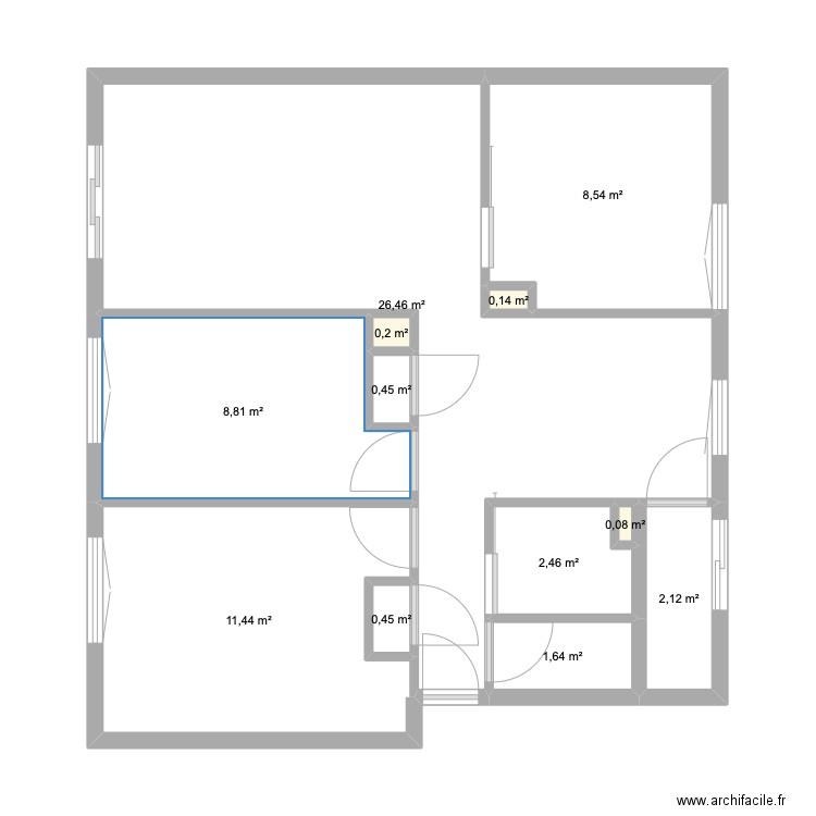 76 d. Plan de 12 pièces et 63 m2