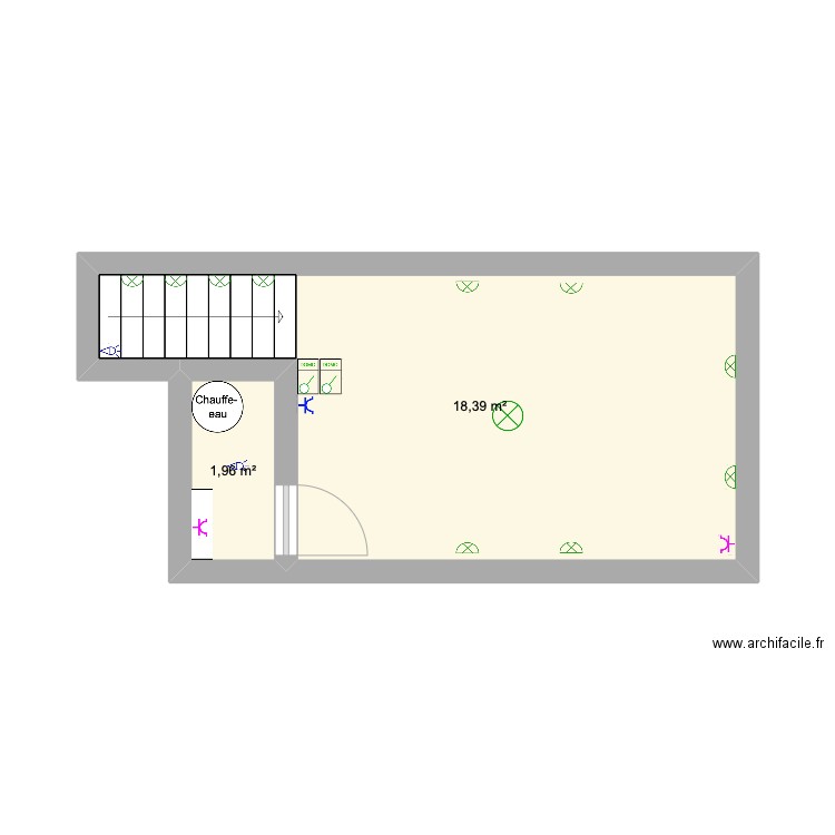 PLAN CAVE. Plan de 2 pièces et 20 m2