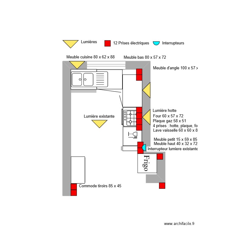 Cuisine V2. Plan de 0 pièce et 0 m2
