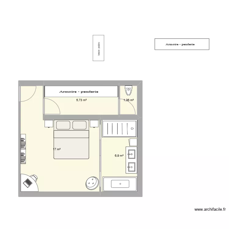 chambre. Plan de 4  et 31 m²