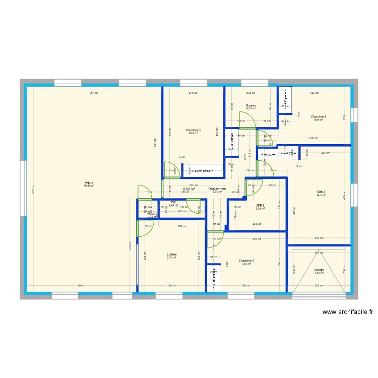 Grivel - EDL. Plan de 13 pièces et 266 m2