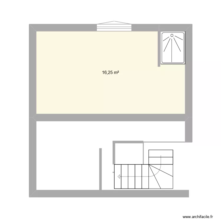 1er &eacute;tage. Plan de 1  et 16 m²