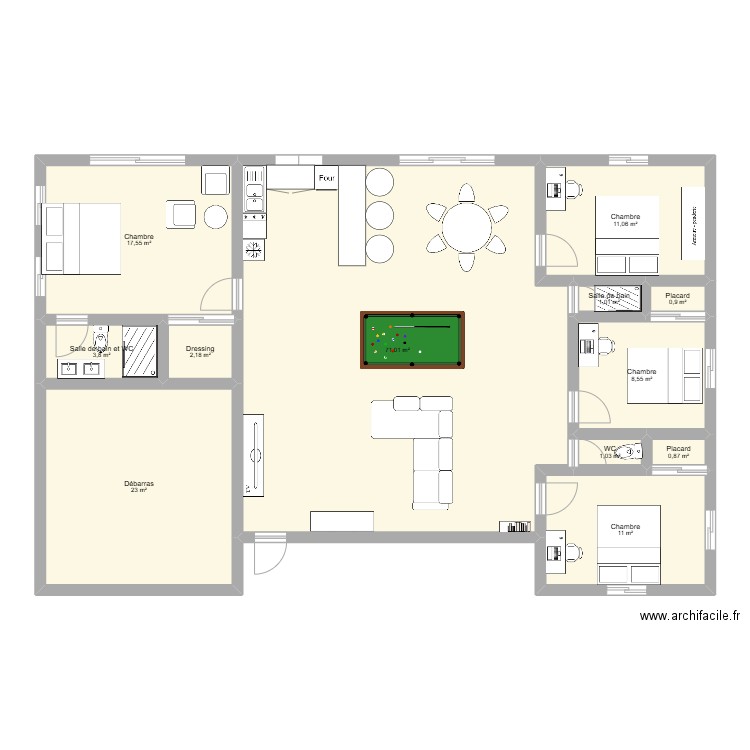 plan A. Plan de 12 pièces et 152 m2