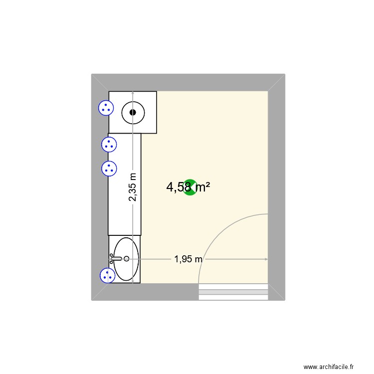 buanderie. Plan de 1 pièce et 5 m2