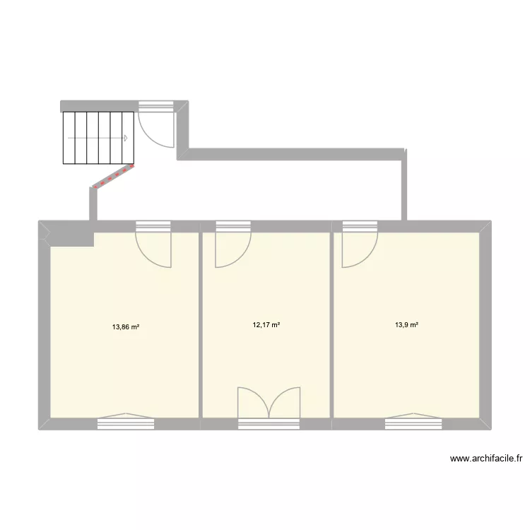 D&eacute;rochu &eacute;tage. Plan de 3  et 40 m²