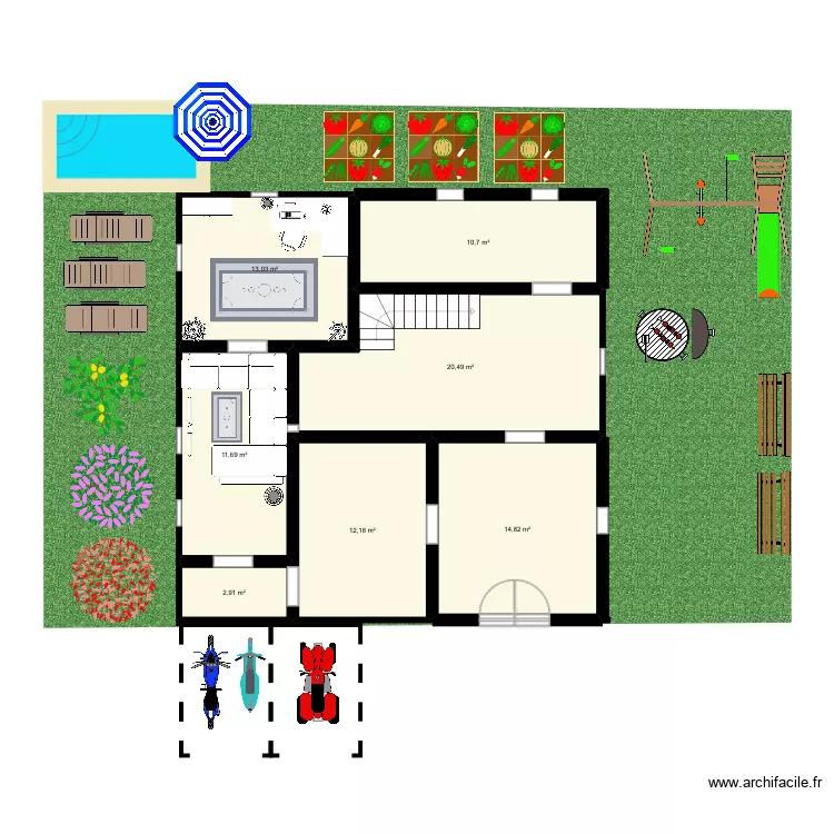 Maison. Plan de 7  et 86 m²