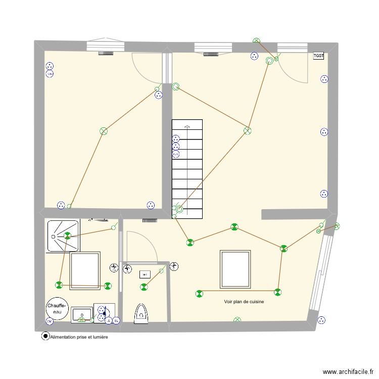 Sauvaitre RDC. Plan de 6 pièces et 79 m2