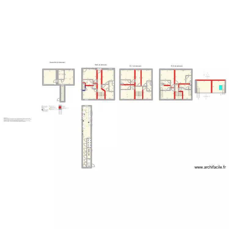 R&eacute;novation 20260303 - cloisons. Plan de 42 pièces et 285 m²