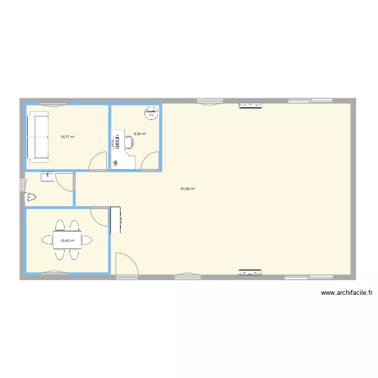 salle de danse. Plan de 4  et 140 m²