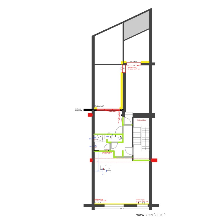 BAUCQ 77 2e étage Eau Chauffage. Plan de 8 pièces et 62 m2